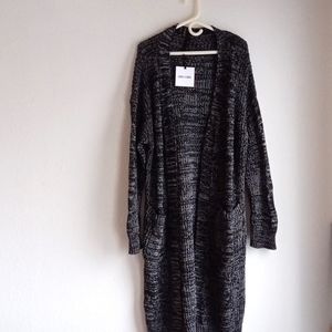 Duster length chunky knit cardigan